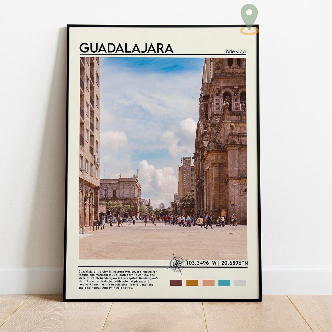 Guadalajara Mexico Cathedral Historic Downtown Plaza Travel Poster - Image 2