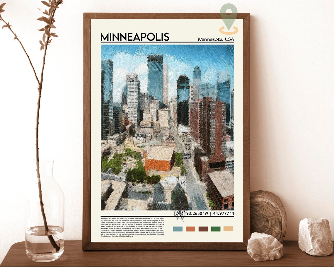 Minneapolis Minnesota Skyline Downtown Skyscraper City USA Poster