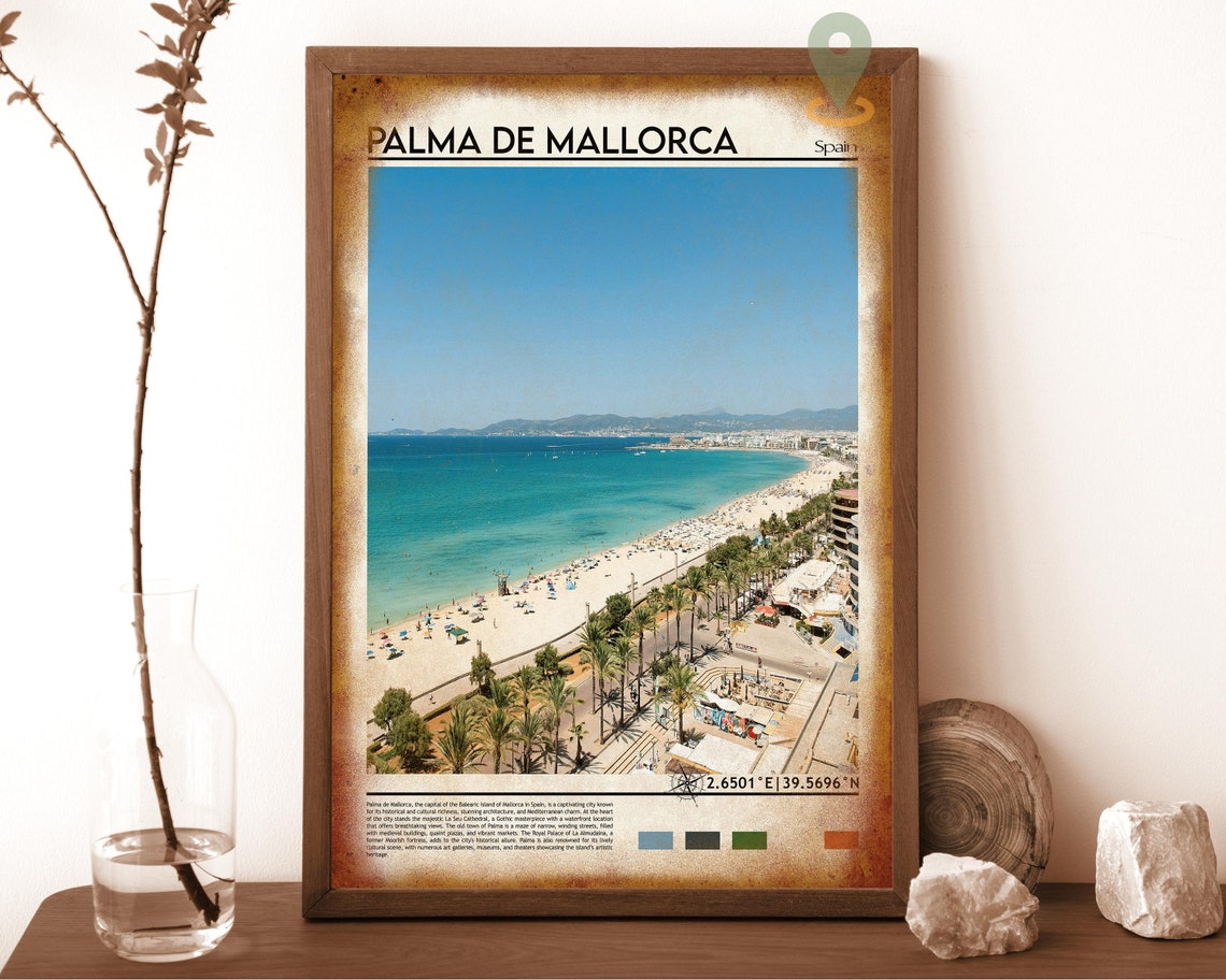 Palma de Mallorca Spain Beach Promenade Turquoise Bay Travel Poster - Image 6