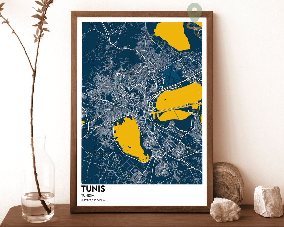 Tunis Tunisia Cream Red Street Map Vintage Style Wall Poster - Image 2