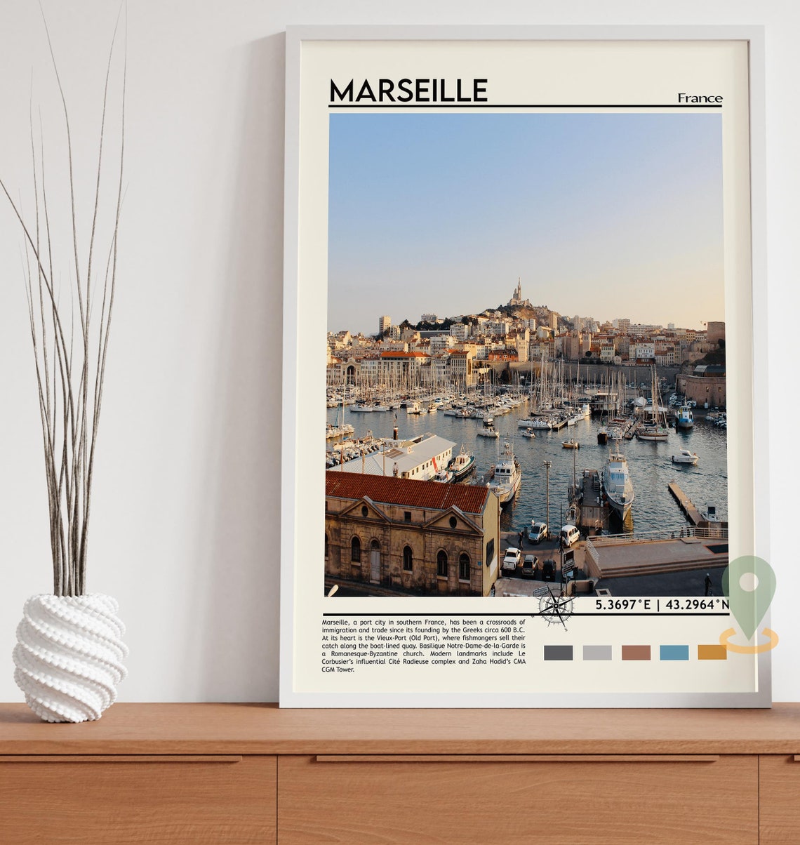Marseille Print Marseille Poster Marseille Wall Art Marseille Travel Marseille Art Print Marseille City Artwork Marseille France Print - Image 3