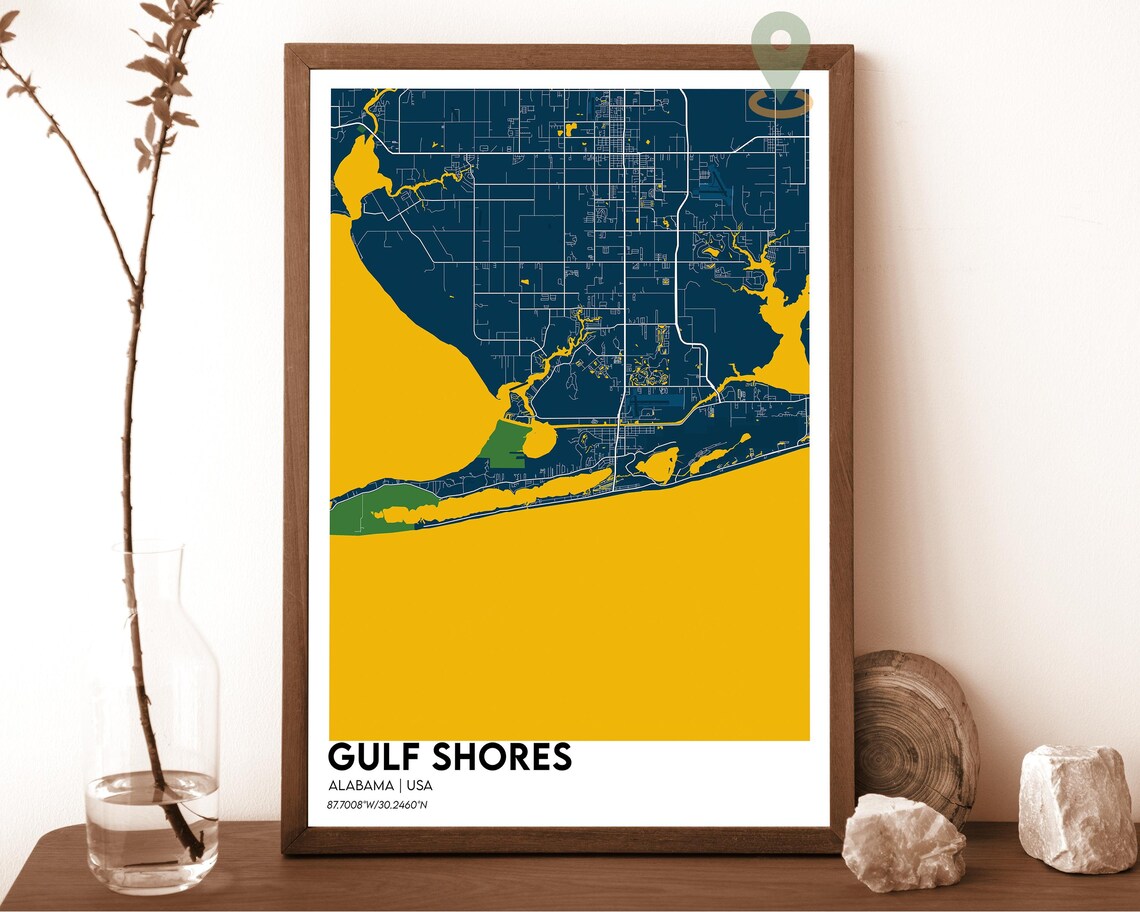 Gulf Shores Map Gulf Shores Map Print Gulf Shores Personalized Map Gulf Shores Wall Art Gulf Shores Travel Poster Gulf Shores Alabama