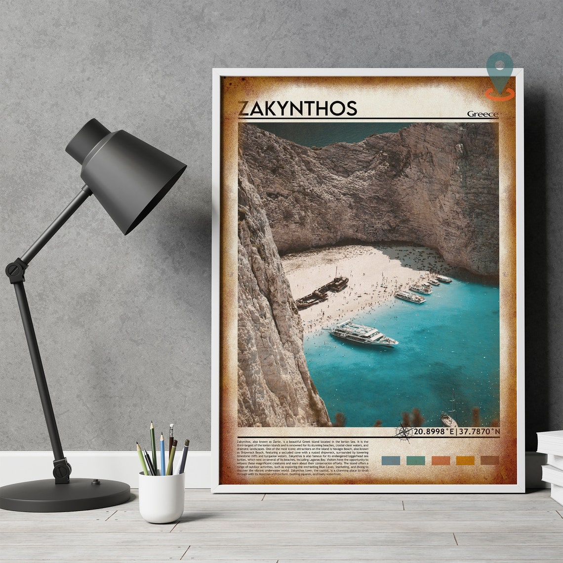 Zakynthos Greece Navagio Shipwreck Beach Cove Aerial View Poster - Image 2