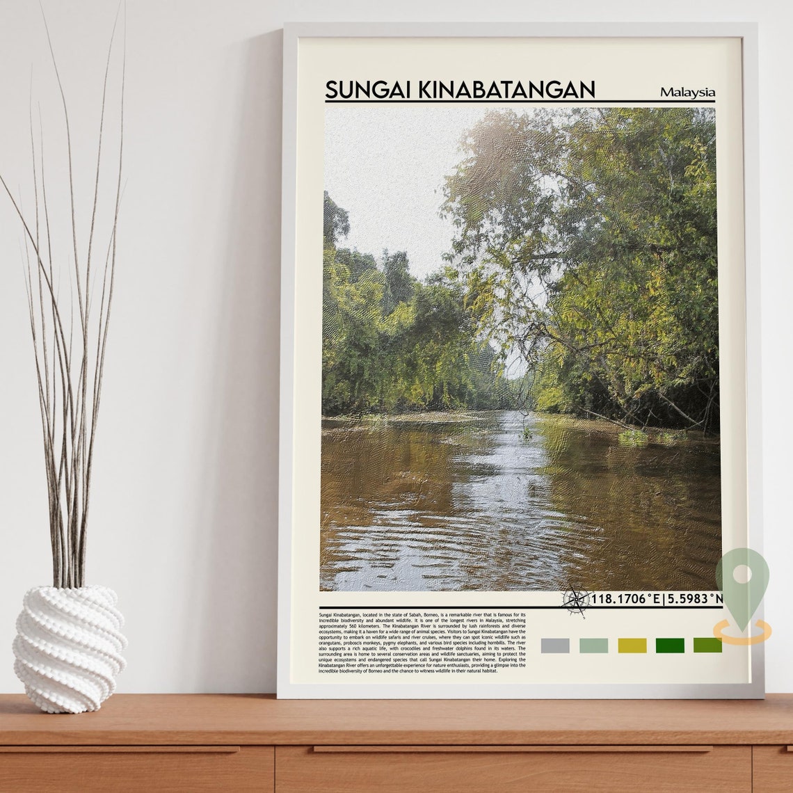 Sungai Kinabatangan Malaysia Borneo Rainforest River Scene Poster - Image 5