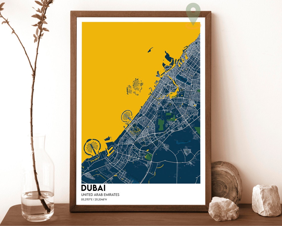 Dubai United Arab Emirates Modern Coast City Street Map Poster - Image 2