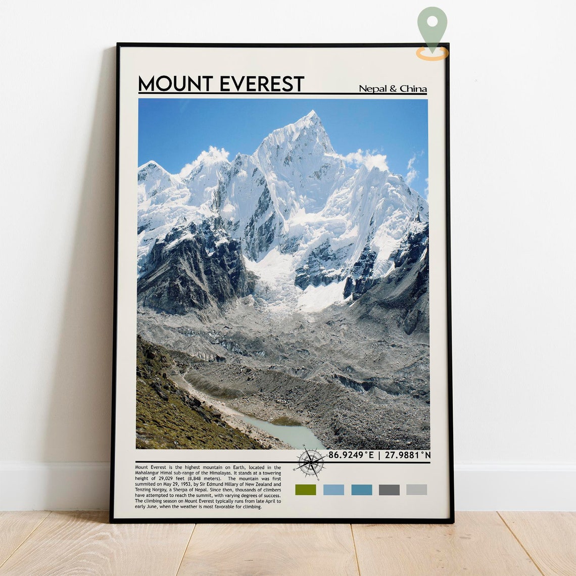 Mount Everest Nepal China Snowy Himalayan Peak Travel Poster - Image 2