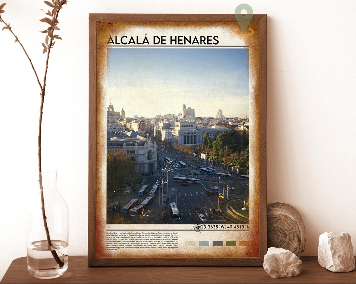 Madrid Spain Bustling Grand City Square Aerial Cibeles Photo Poster - Image 6