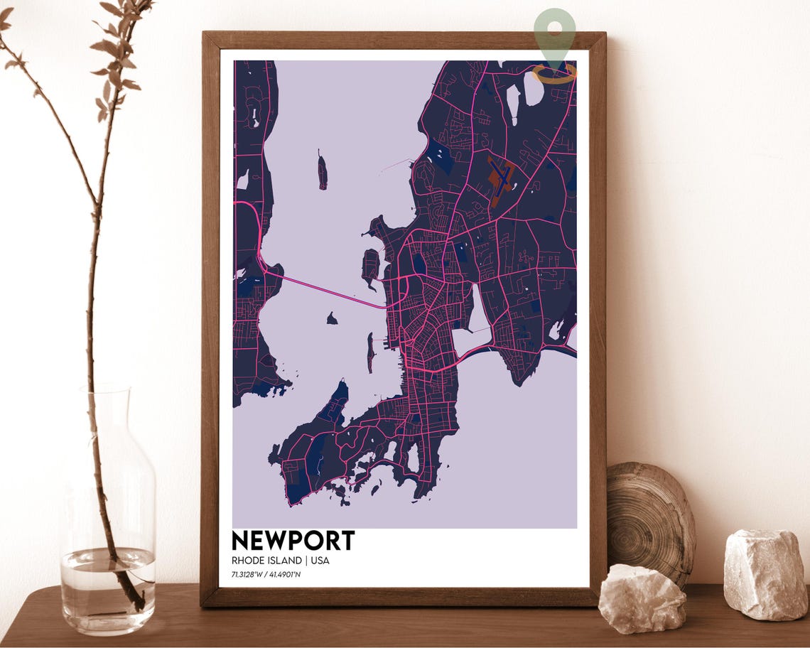 Newport Map Newport Map Print Newport Personalized Map Newport City Newport Travel Poster Newport Poster Newport Rhode Island Map - Image 2
