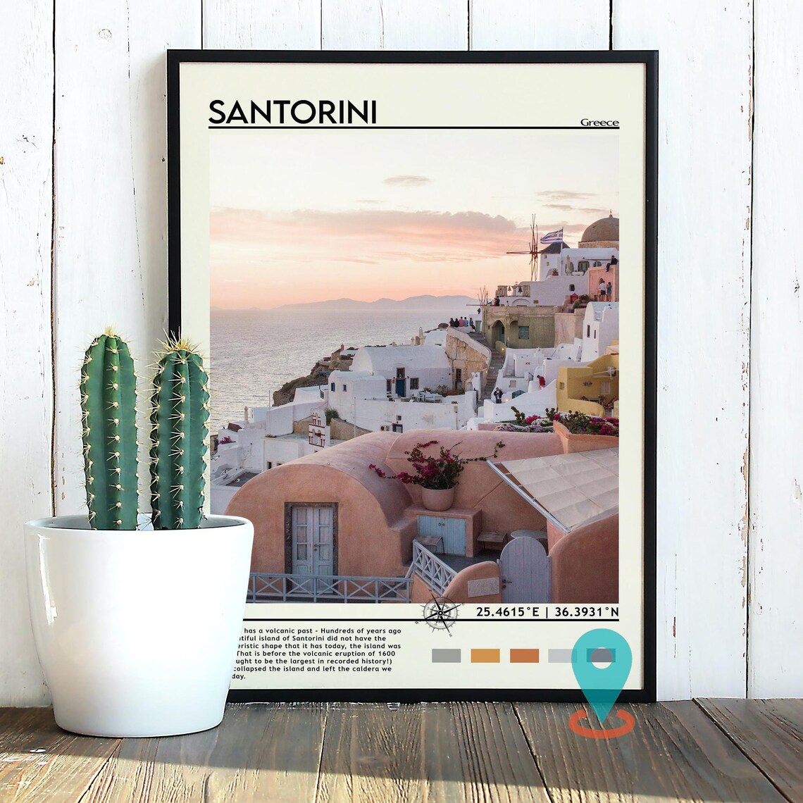 Santorini Greece Sunset White Houses Aegean Sea Travel Poster - Image 3