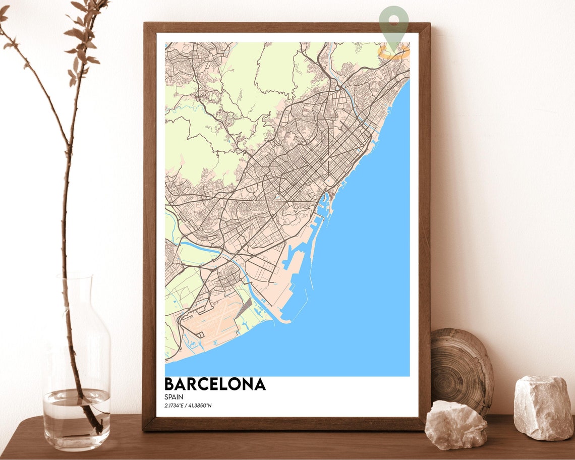 Barcelona Spain Dark Navy City Map Mediterranean Coast Poster - Image 5