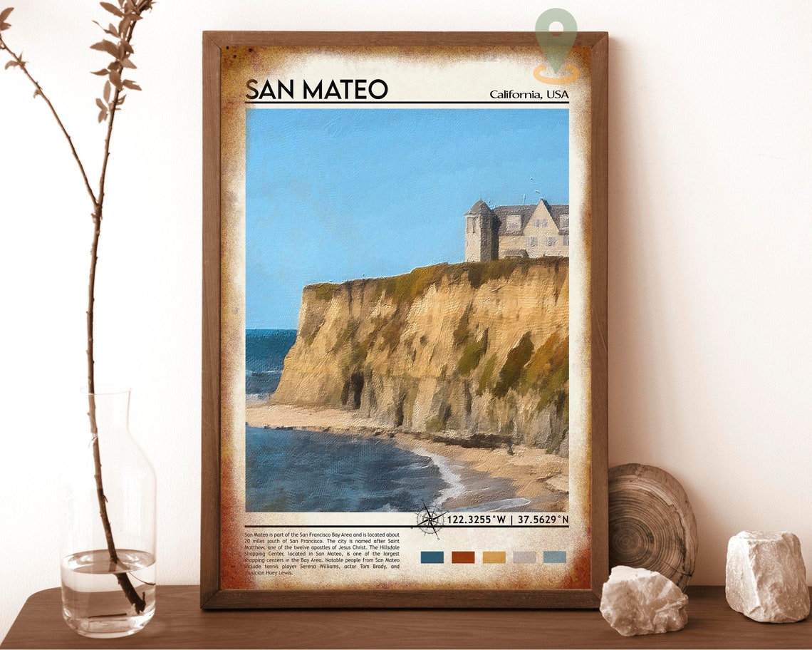 San Mateo Print San Mateo Art San Mateo Poster San Mateo Photo San Mateo Poster Print San Mateo Painting California Travel Poster - Image 6