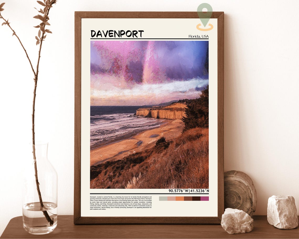 Davenport Print Davenport Wall Art Davenport Poster Davenport Photo Davenport Poster Print Davenport Travel Poster Davenport Iowa