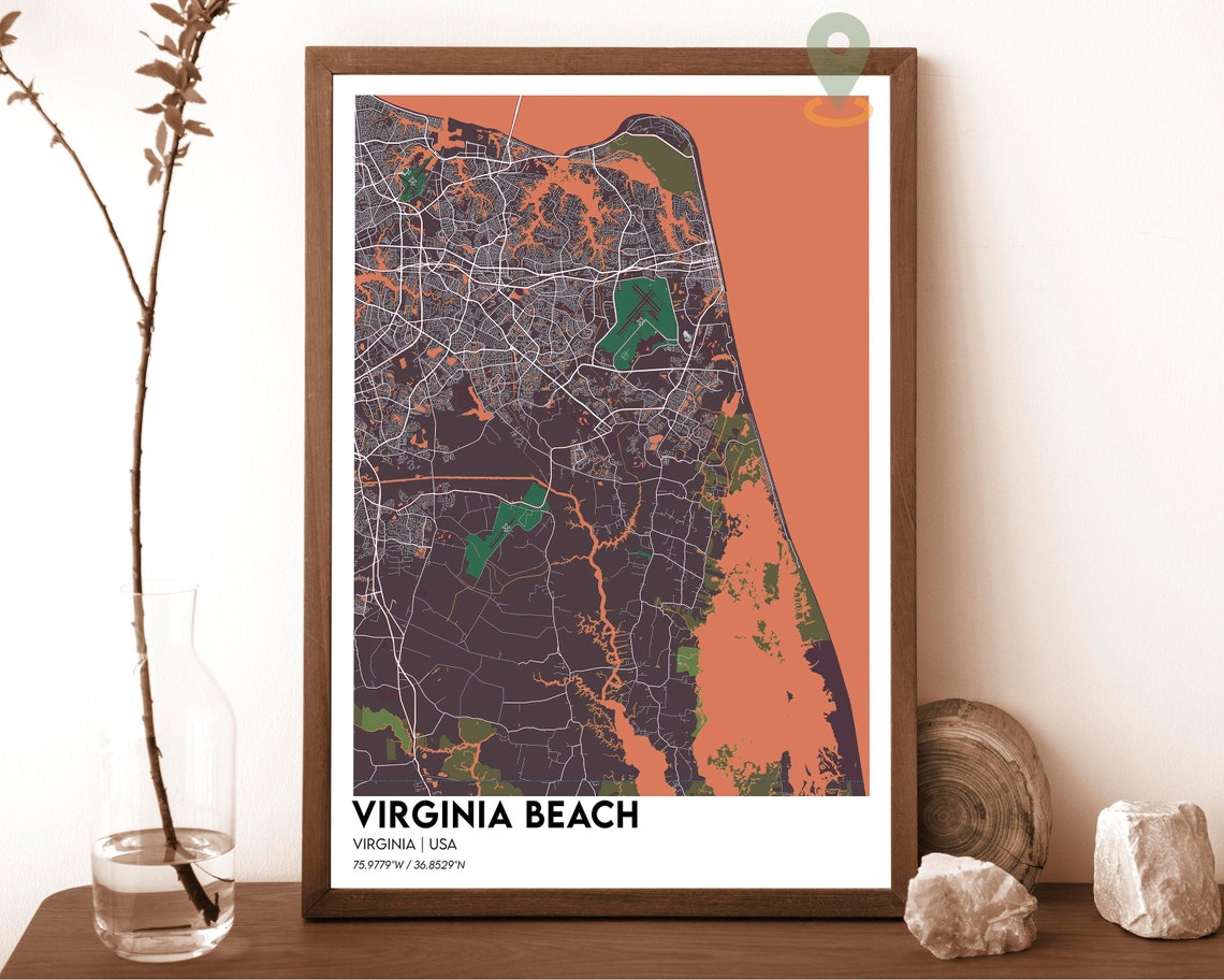 Virginia Beach Virginia Map Poster Navy Gold Coastal Modern Art - Image 4