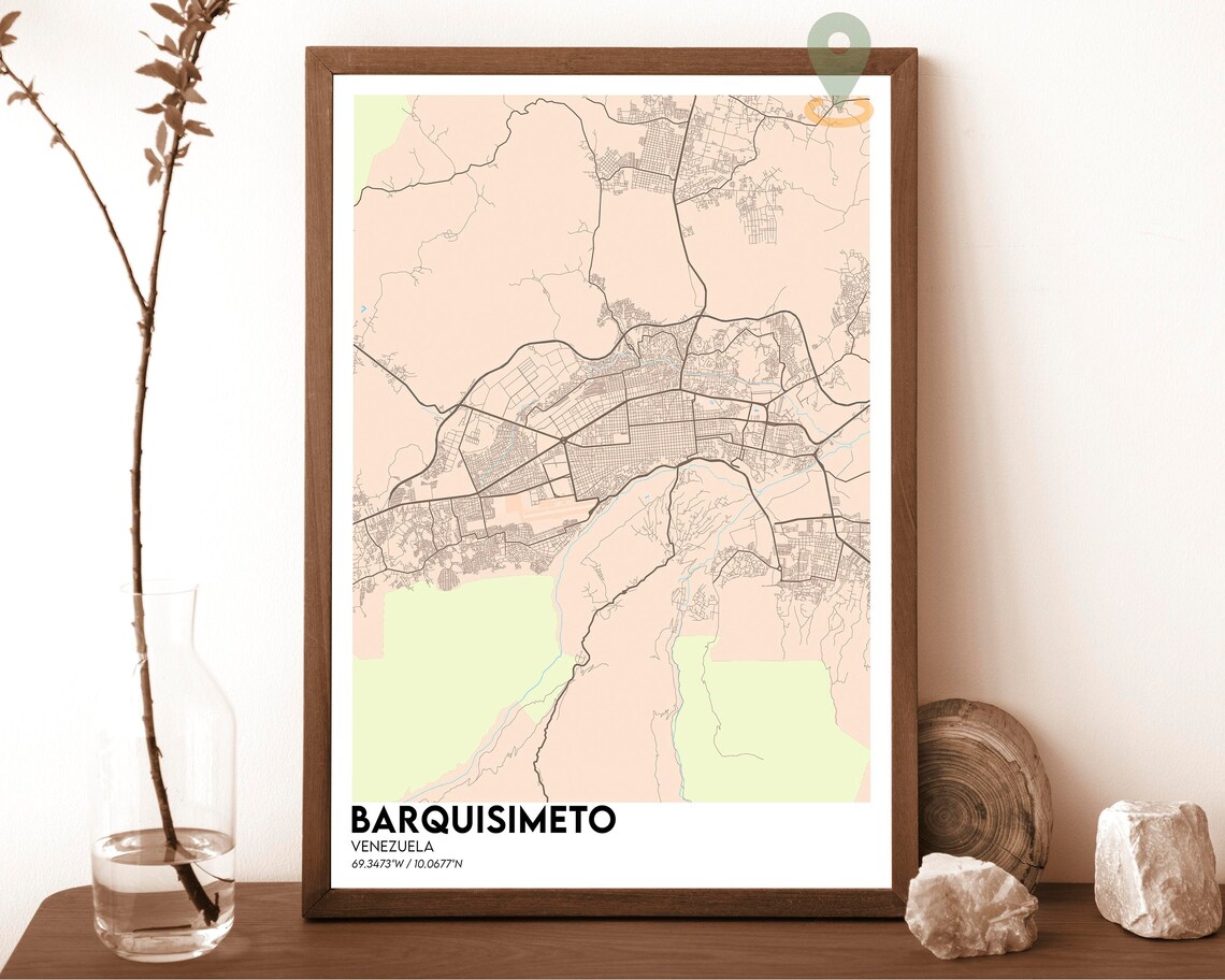 Barquisimeto Venezuela Vintage Sepia Antique City Map Poster - Image 5