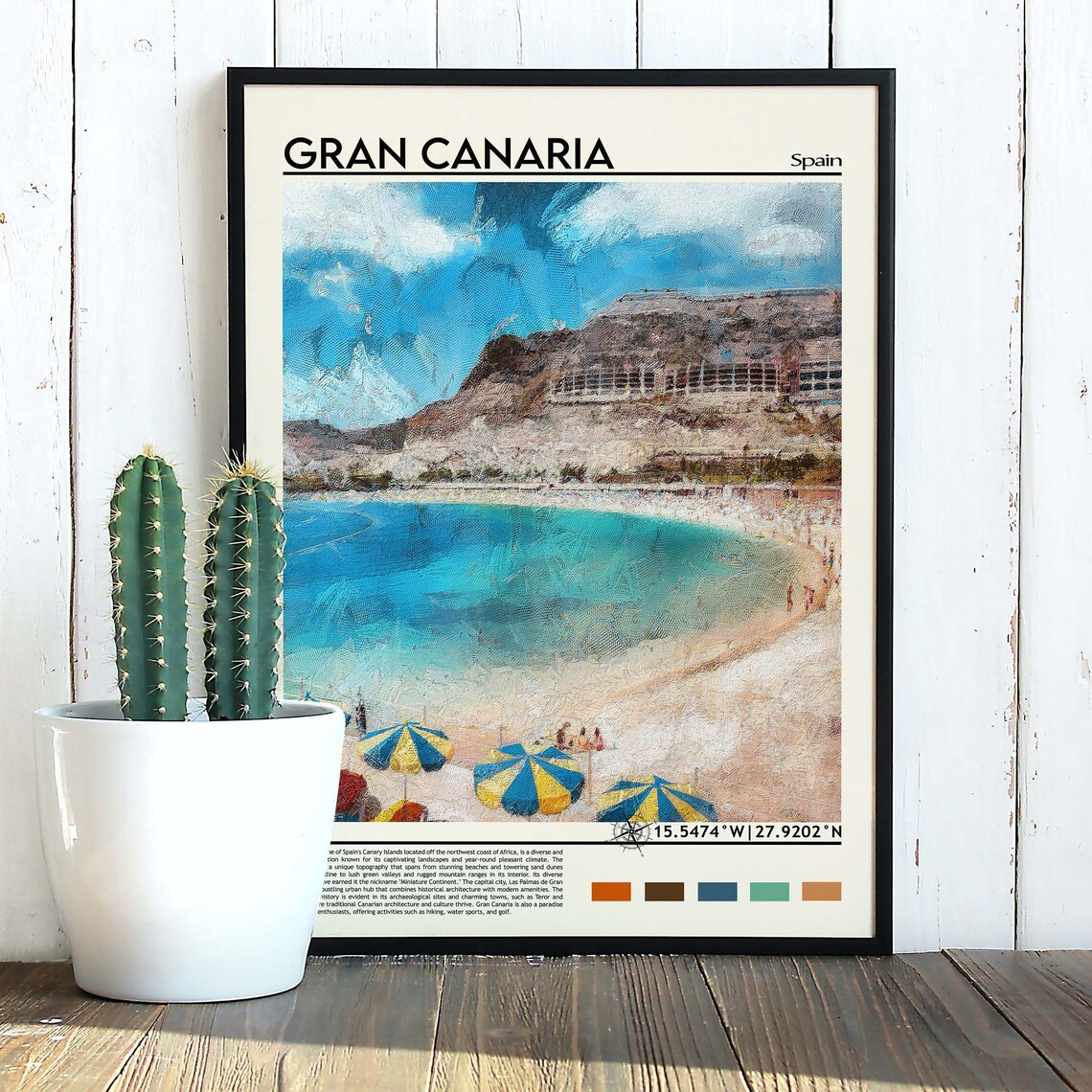 Gran Canaria Spain Canary Islands Beach Painting Travel Poster - Image 5