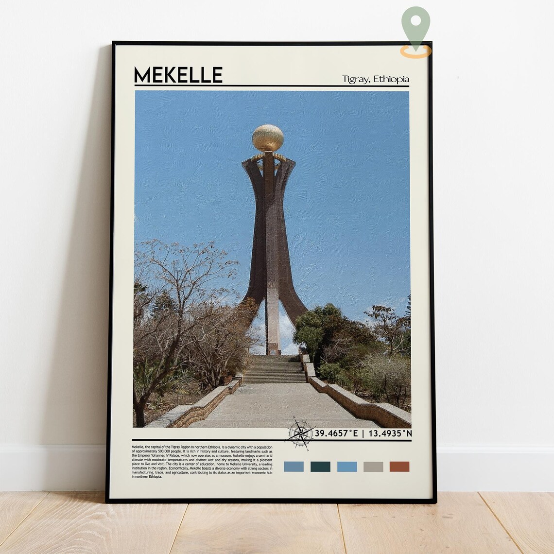 Mekelle Tigray Ethiopia Golden Globe Memorial Monument Travel Poster - Image 4