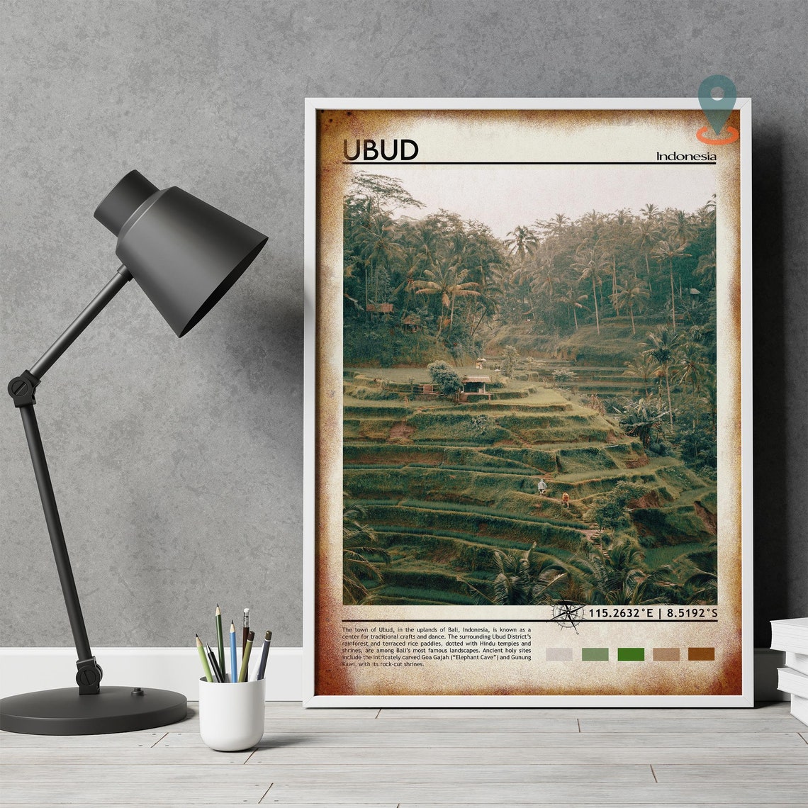 Ubud Bali Indonesia Terraced Rice Paddies Travel Photo Poster - Image 4