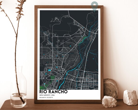 Rio Rancho New Mexico Dark Navy Blue City Map Home Decor Poster