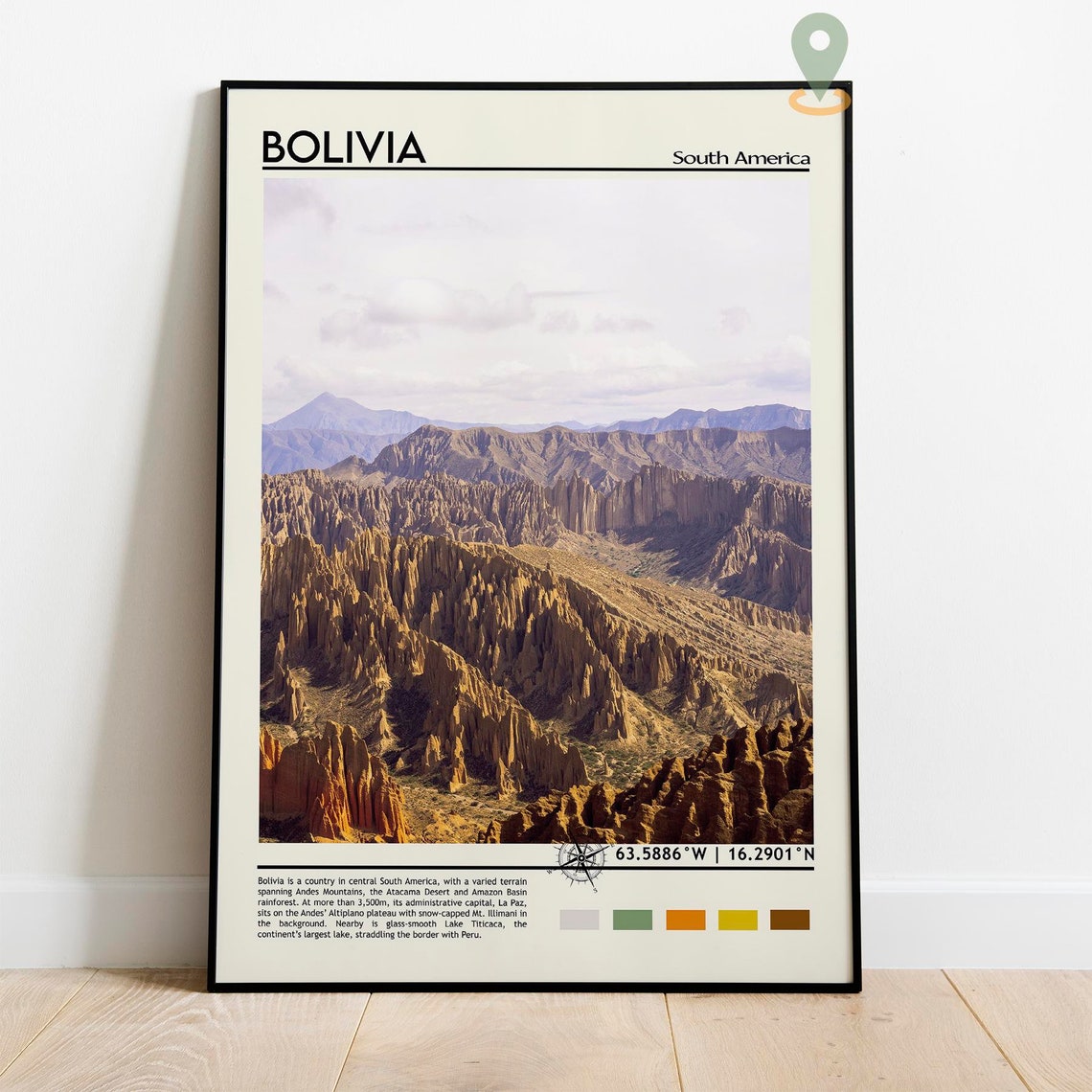 Bolivia South America Andes Mountain Rock Formations Desert Poster - Image 2
