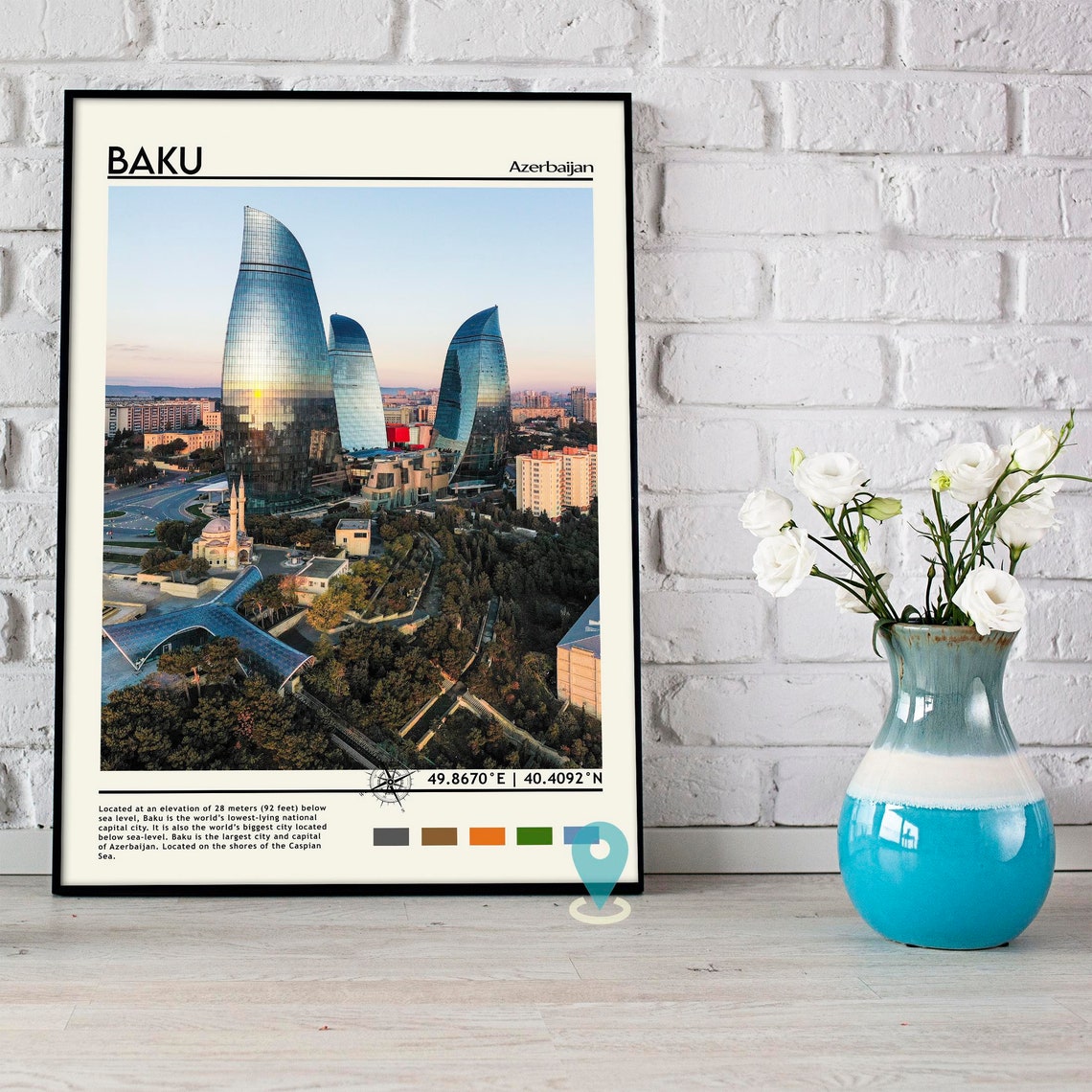 Baku Print Vintage Poster Baku Wall Art Baku Poster Baku Photo Baku Art Baku Wall Decor Azerbaijan Poster - Image 4