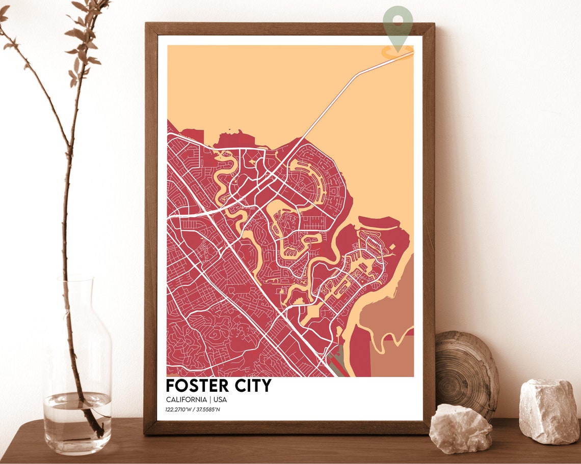 Foster City Map Foster City Map Print Foster City Personalized Map Foster City Wall Art Foster City Art Foster City California - Image 3
