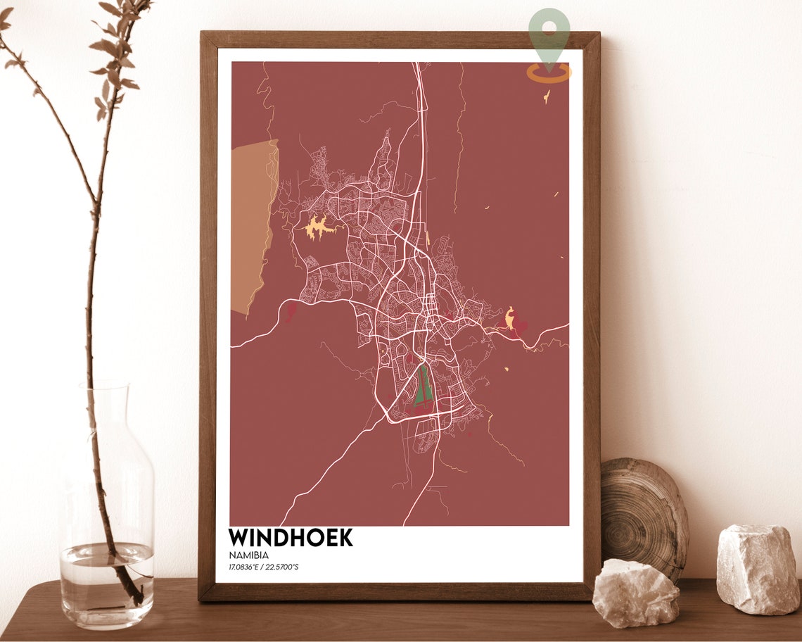 Windhoek Namibia Modern Night Dark City Street Map Art Poster - Image 4