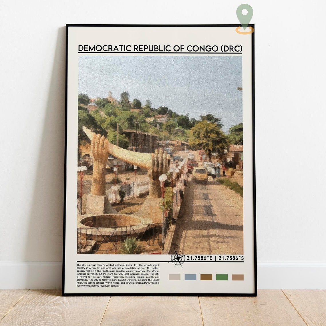 Democratic Republic of Congo Hand Sculpture Bridge Travel Poster - Image 2
