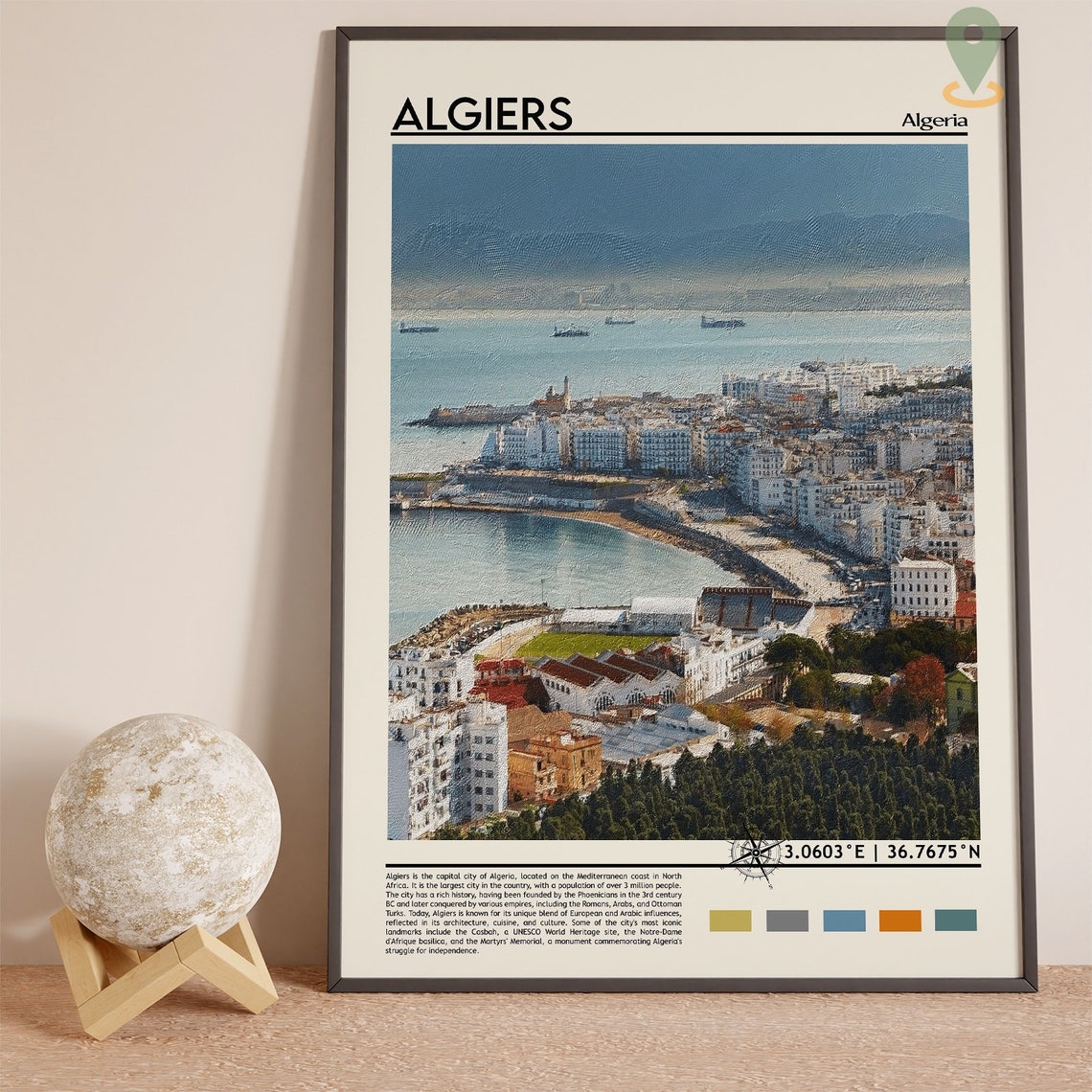 Algiers Algeria White City Bay Coastline Aerial Mediterranean Poster - Image 3