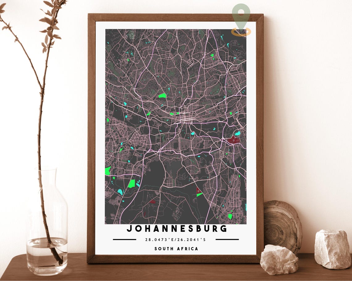 Johannesburg Map Johannesburg Map Print Johannesburg Wall Art Johannesburg Travel Poster Johannesburg Poster Johannesburg South Africa - Image 5