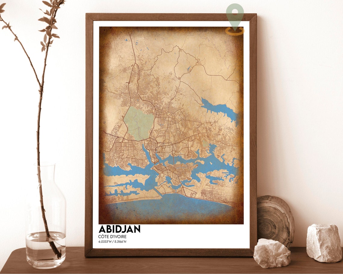 Abidjan Ivory Coast Modern City Map Poster Navy Gold Style Art - Image 6