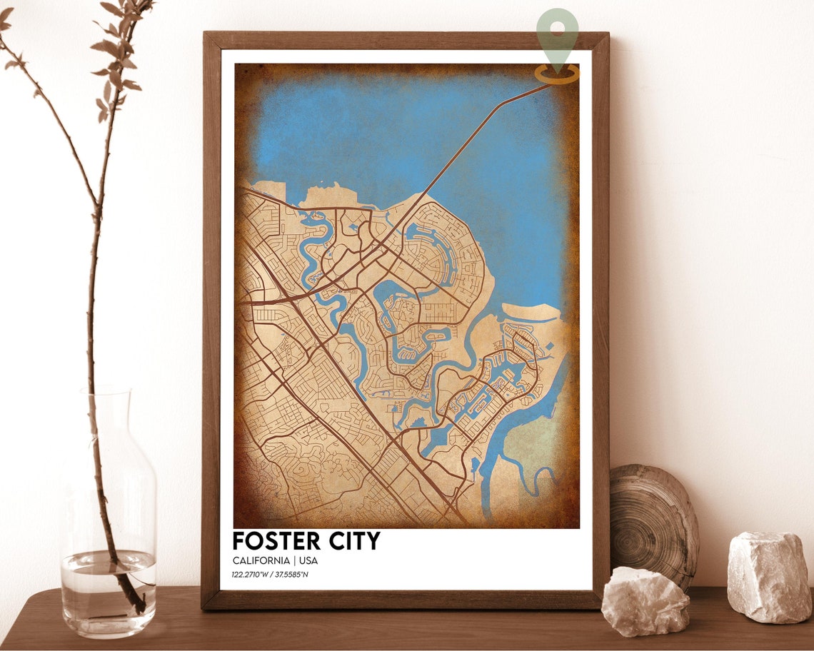 Foster City Map Foster City Map Print Foster City Personalized Map Foster City Wall Art Foster City Art Foster City California - Image 2