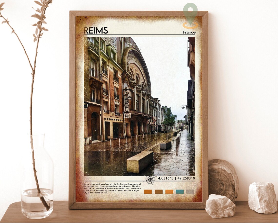 Reims France Rainy Street Opera Cinema Vintage Charm Travel Poster - Image 6