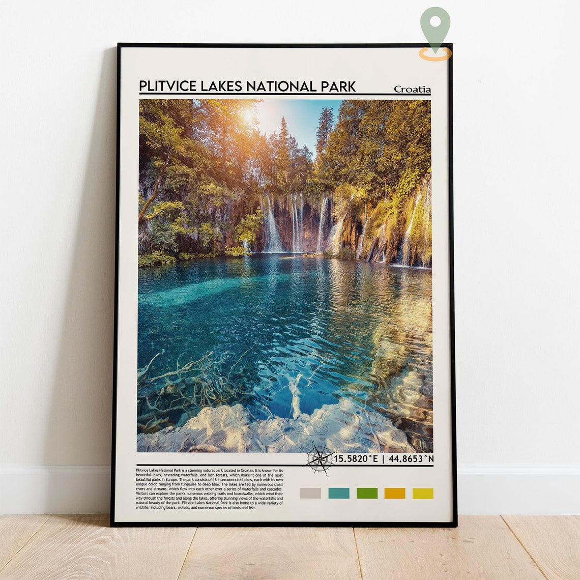 Plitvice Lakes Croatia Turquoise Waterfalls Forest Travel Poster - Image 5