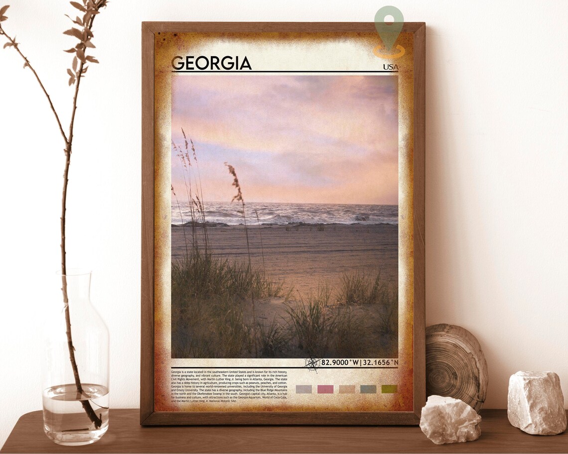 Georgia USA Coastal Beach Sunset Sea Oats Golden Hour Poster - Image 6