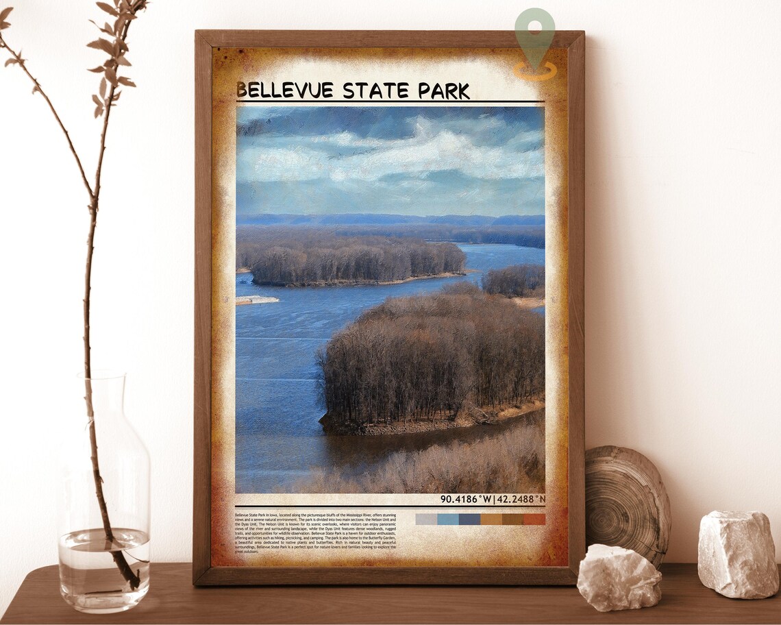 Bellevue State Park Mississippi River Bluffs Vintage Travel Poster - Image 6