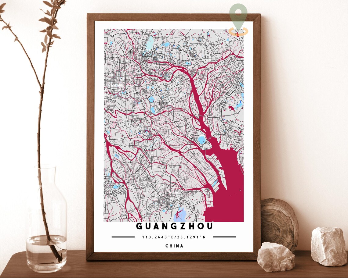 Guangzhou China Navy Street Map Pearl River Delta City Art Poster - Image 6