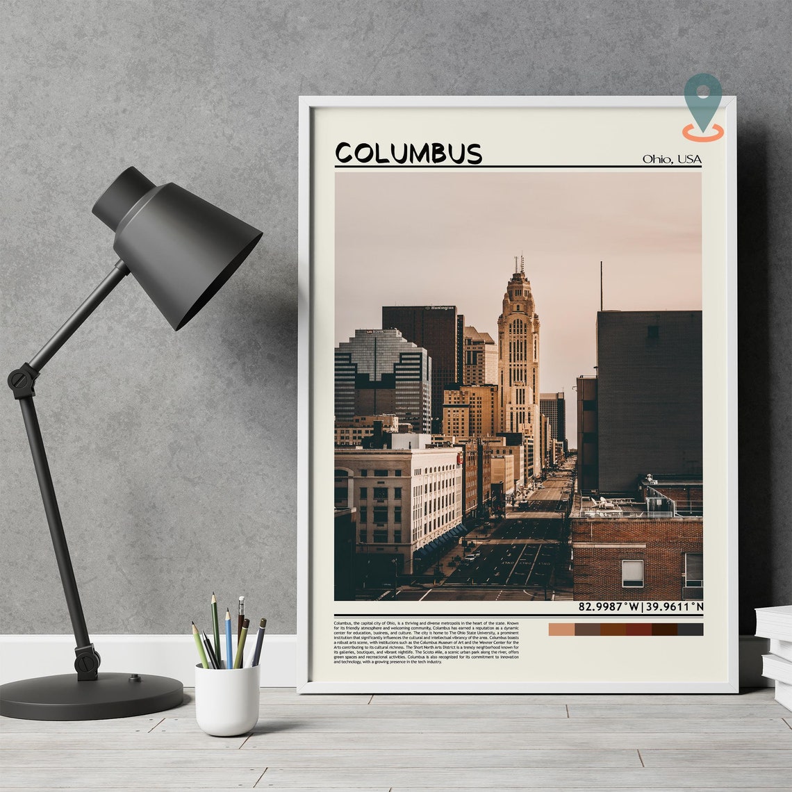 Columbus Ohio Downtown Skyline Sunset Cityscape Travel Poster - Image 4