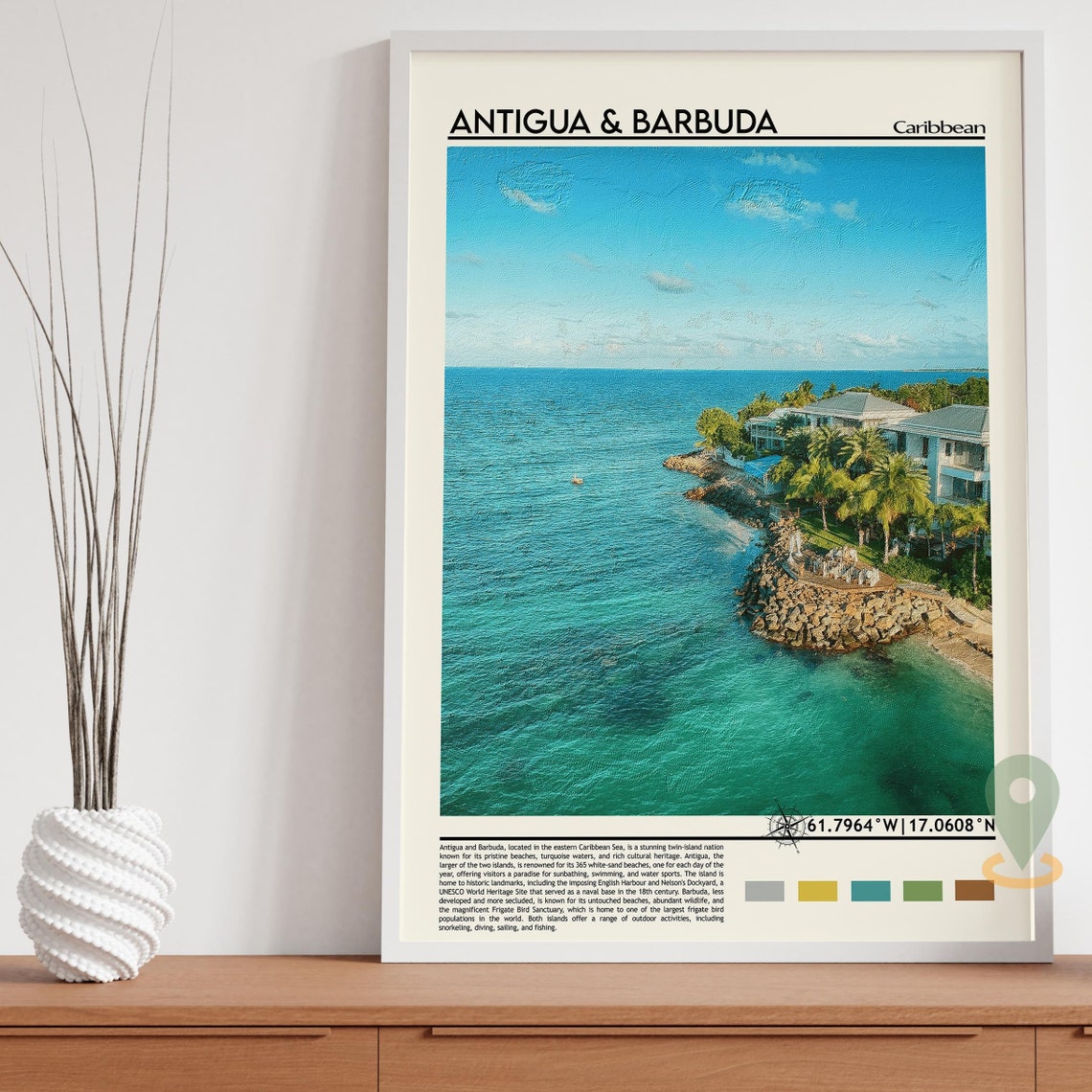 Antigua and Barbuda Caribbean Coastline Turquoise Bay Poster - Image 5