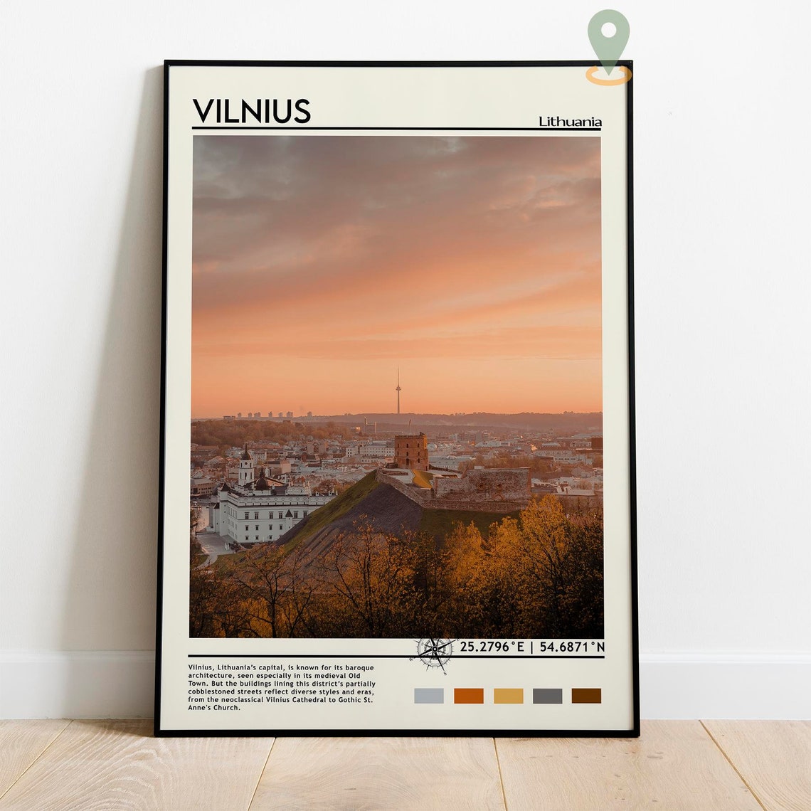 Vilnius Lithuania Sunset Skyline Gediminas Tower Cityscape Poster - Image 4