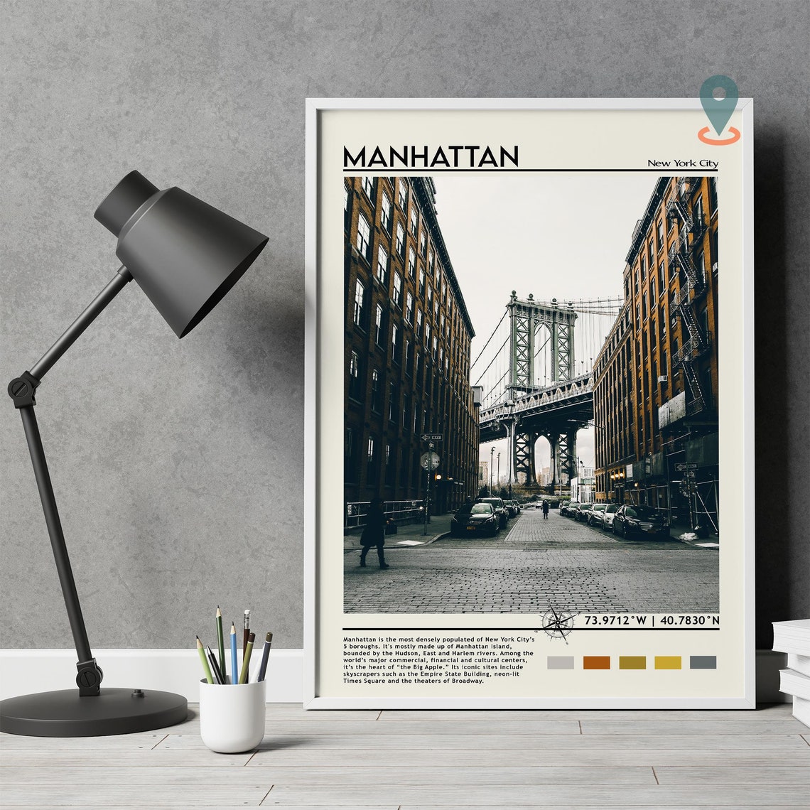 Manhattan New York City DUMBO Bridge Cobblestone Street Poster - Image 3