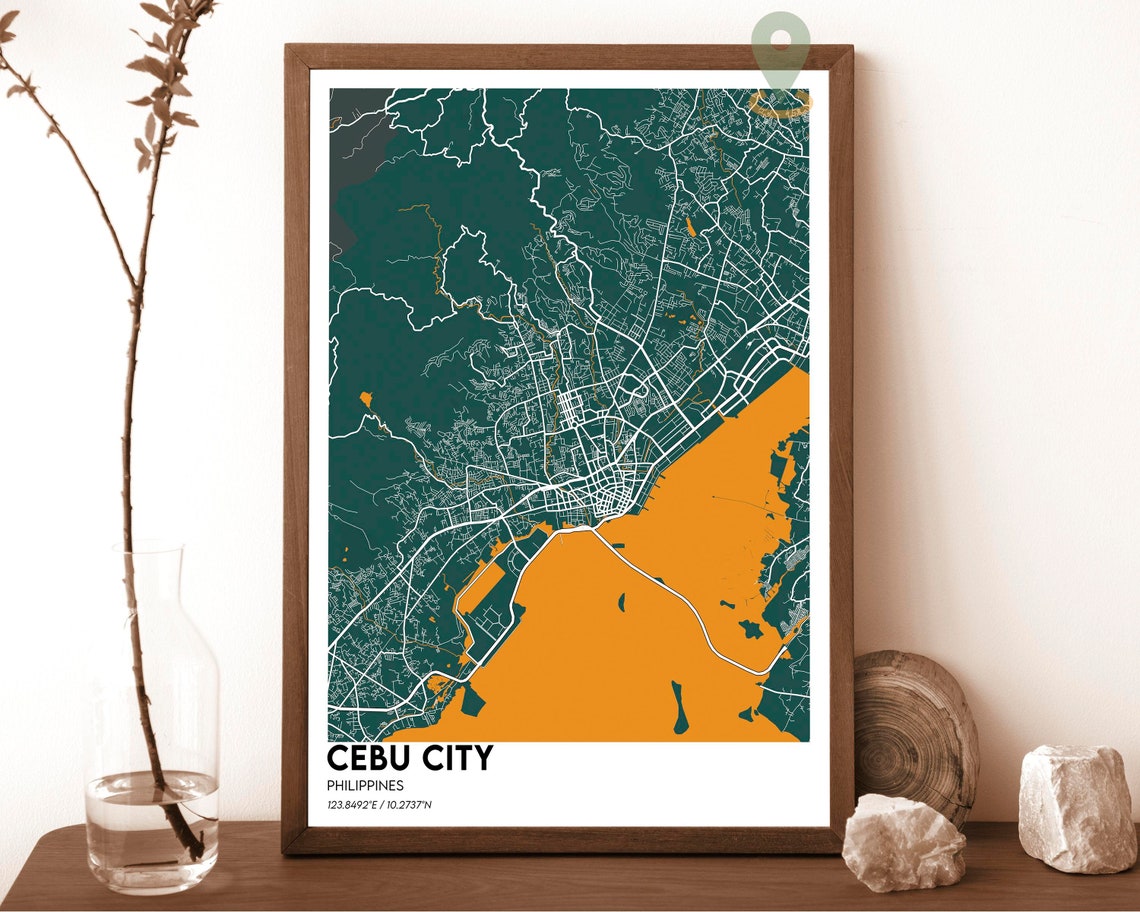 Cebu City Philippines Red Coastal Modern City Street Map Poster - Image 5