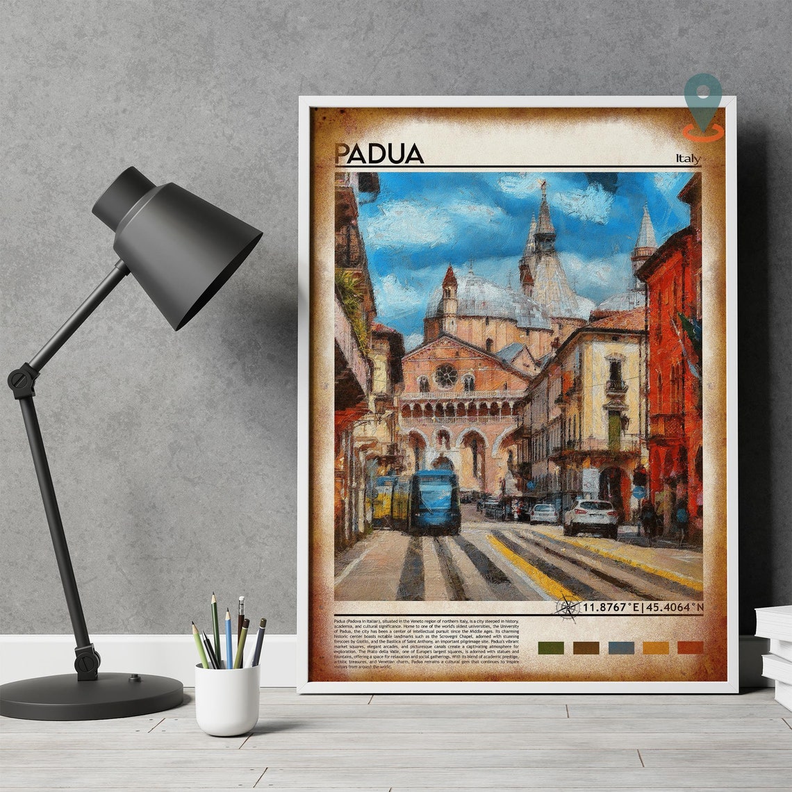 Padua Italy Basilica Old Town Street Oil Painting Style Travel Poster - Image 4
