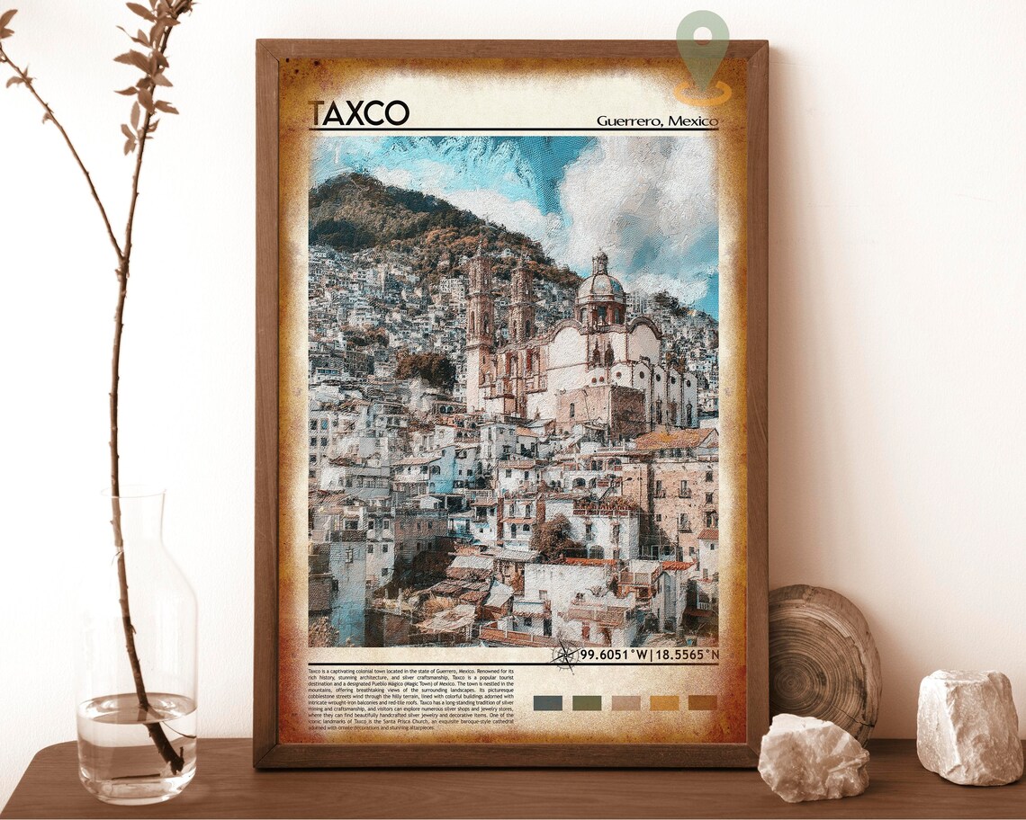 Taxco Mexico Guerrero Santa Prisca Church Hillside Town Poster - Image 6