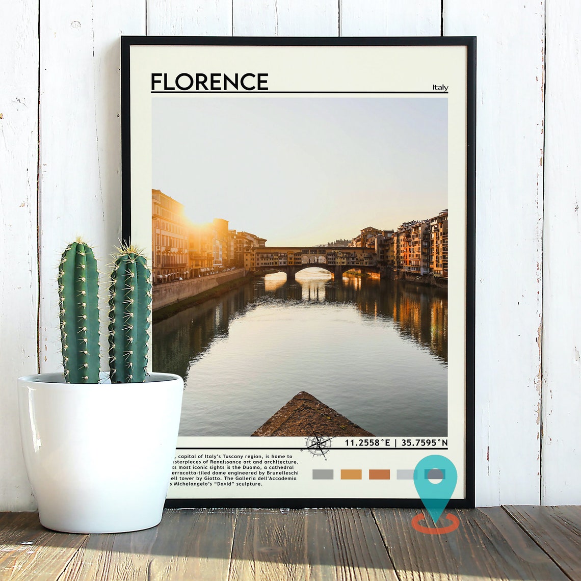Florence Italy Ponte Vecchio Sunset over the Arno River Travel Poster - Image 2