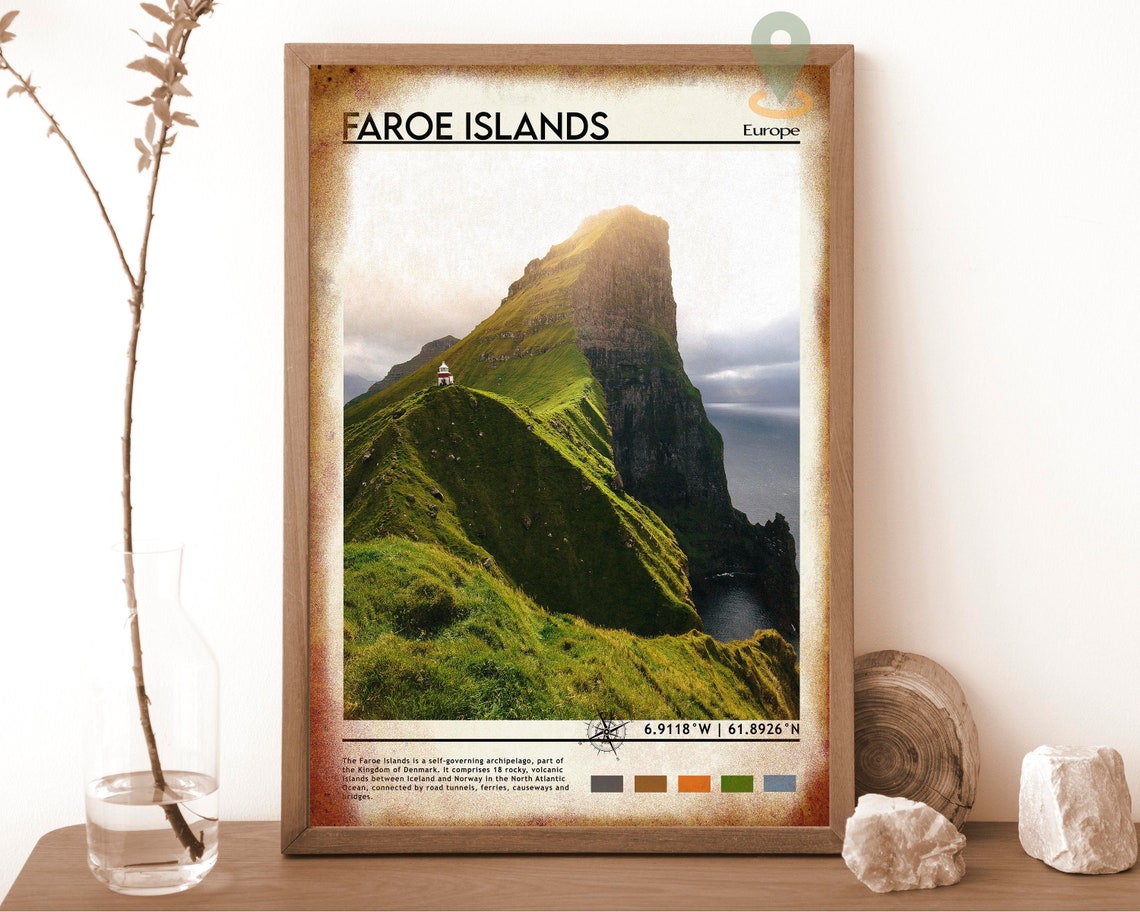 Faroe Islands Europe Dramatic Sea Cliff Lighthouse Travel Poster - Image 6