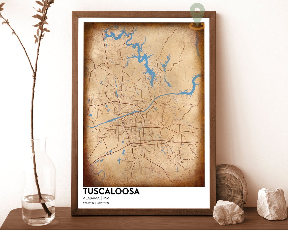 Tuscaloosa Map Tuscaloosa Map Print Tuscaloosa Personalized Map Tuscaloosa Wall Art Tuscaloosa Travel Poster Tuscaloosa Alabama Poster - Image 2