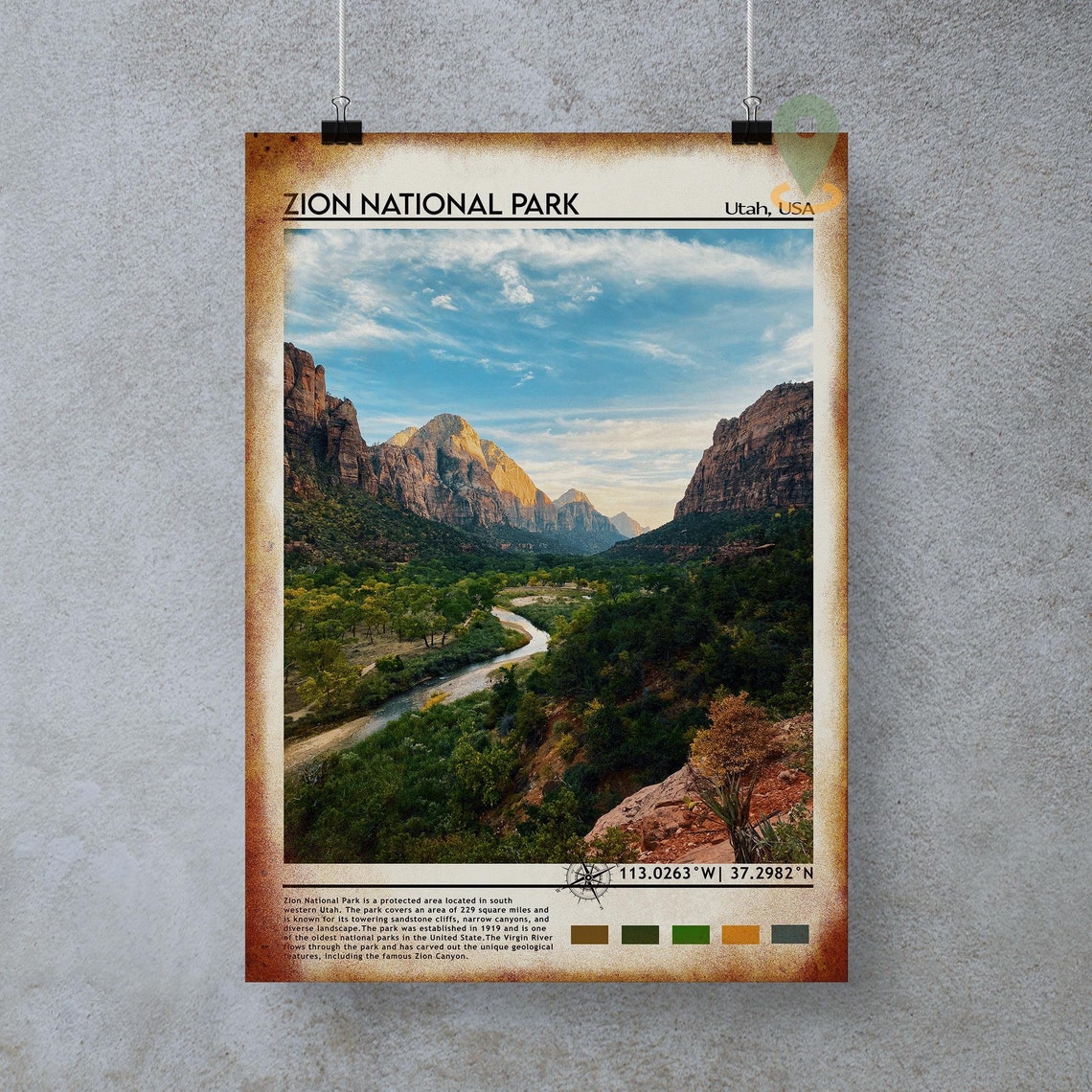 Zion National Park Print Zion National Park Art Zion National Park Poster Zion National Park Photo Zion National Park Painting Utah Art - Image 4