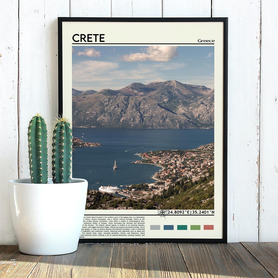 Crete Greece Aegean Bay Mountains Coastal Photography Poster - Image 3