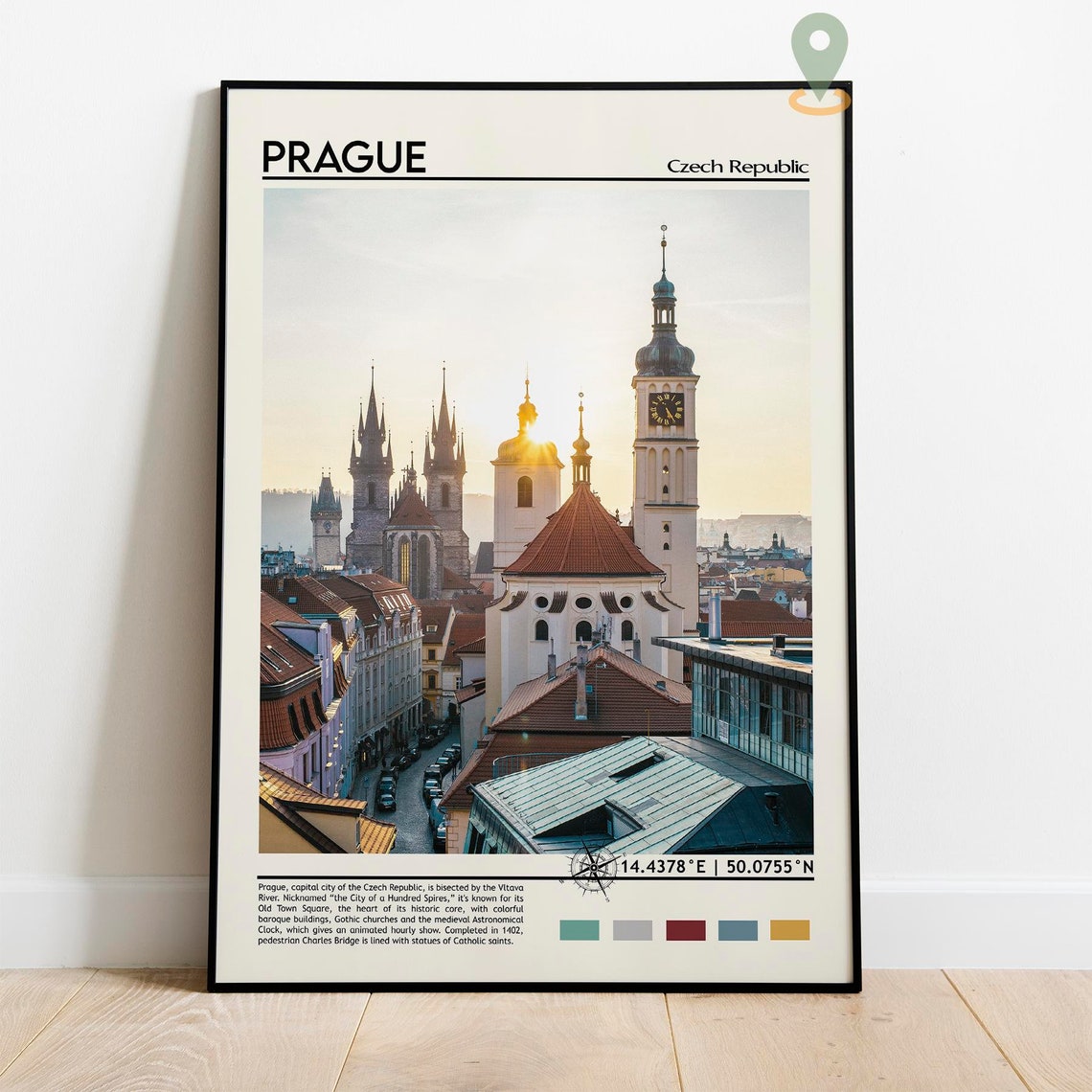 Prague Czech Republic Old Town Spires Rooftops Sunrise Poster - Image 2