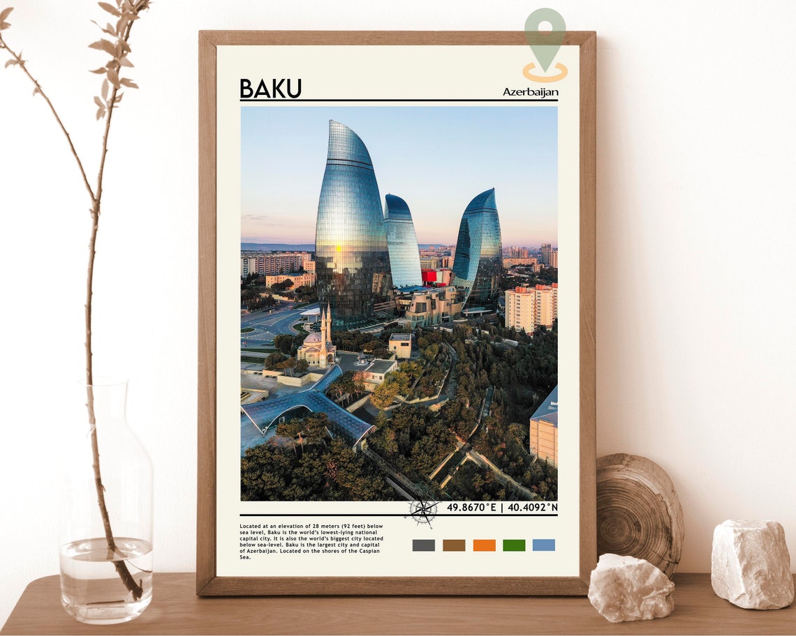 Baku Print Vintage Poster Baku Wall Art Baku Poster Baku Photo Baku Art Baku Wall Decor Azerbaijan Poster